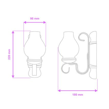 Brilagi - Nástenné svietidlo RUSTIC 1xE14/40W/230V buk