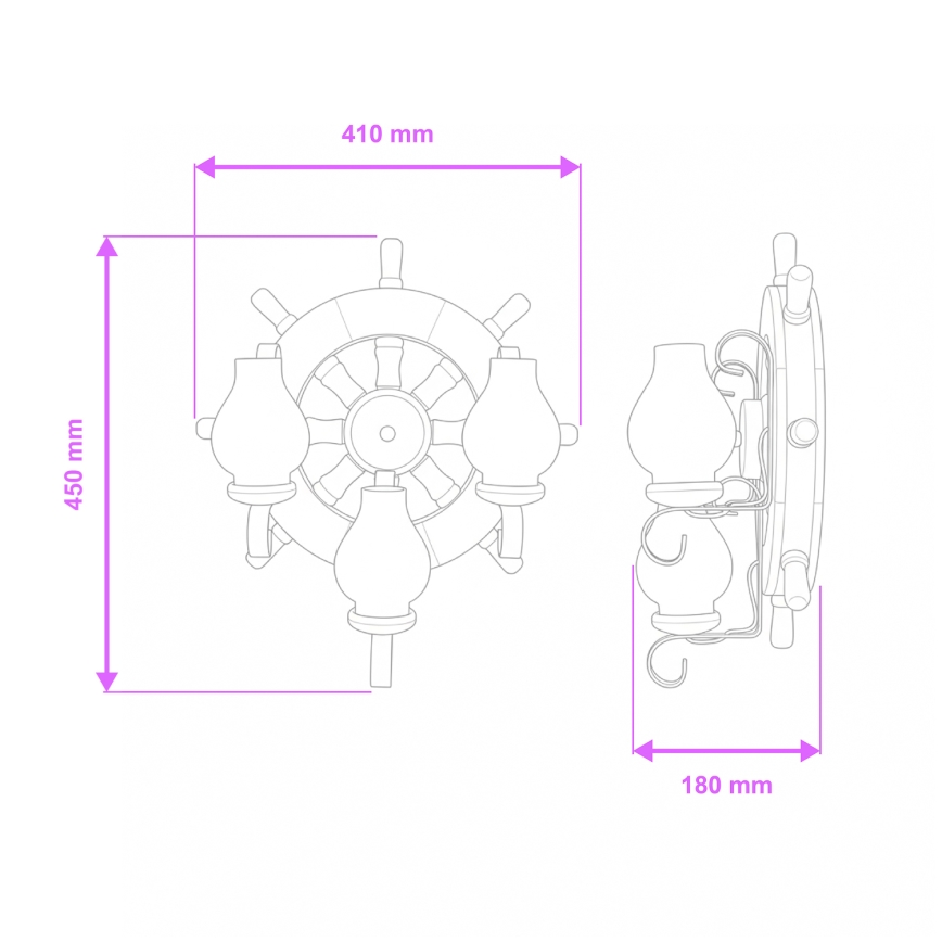 Brilagi - Nástenné svietidlo TIMONA 3xE14/40W/230V buk