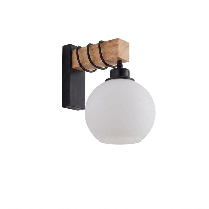 Brilagi - Nástenné svietidlo WOOD GLASS 1xE27/60W/230V borovica/čierna/biela