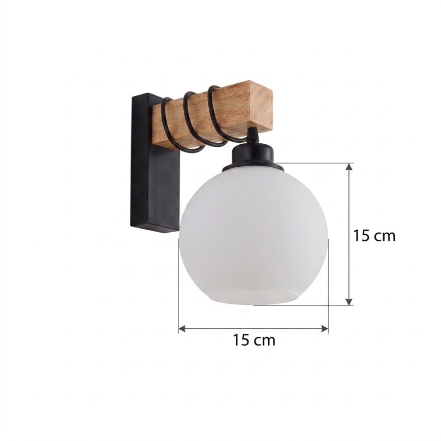 Brilagi - Nástenné svietidlo WOOD GLASS 1xE27/60W/230V borovica/čierna/biela