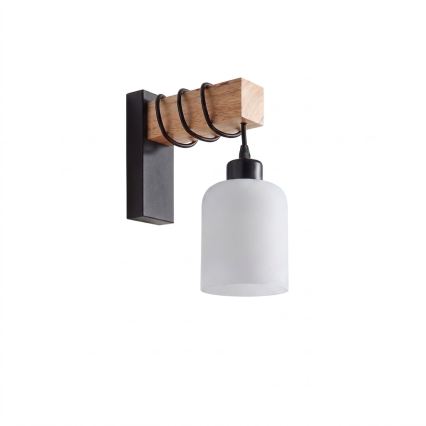 Brilagi - Nástenné svietidlo WOOD GLASS 1xE27/60W/230V borovica/čierna/biela