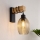 Brilagi - Nástenné svietidlo WOOD GLASS 1xE27/60W/230V borovica/čierna/dymová béžová