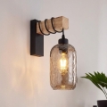 Brilagi - Nástenné svietidlo WOOD GLASS 1xE27/60W/230V borovica/čierna/dymovo-hnedá