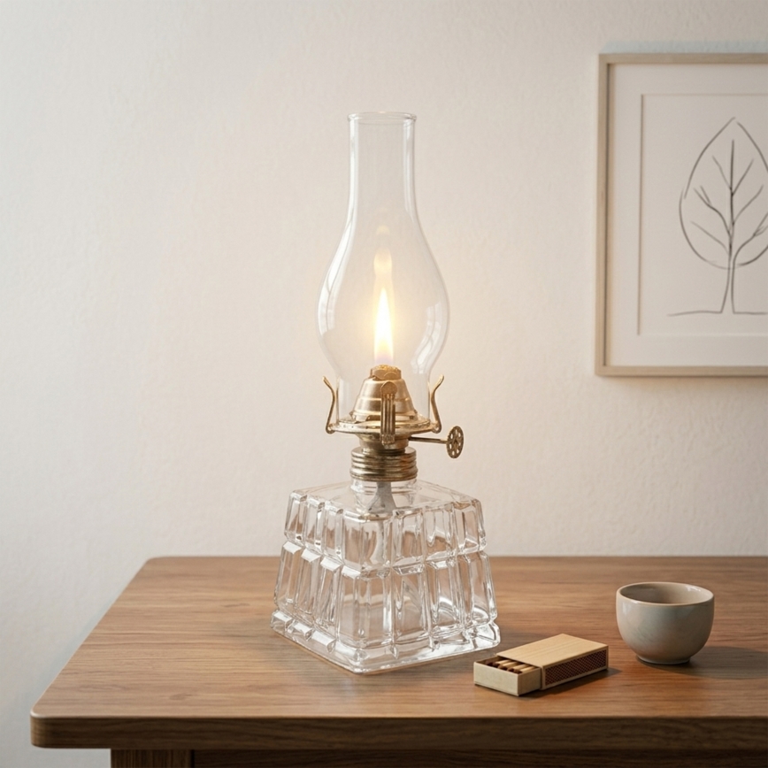 Brilagi - Petrolejová lampa MERLIN číra/zlatá/patina