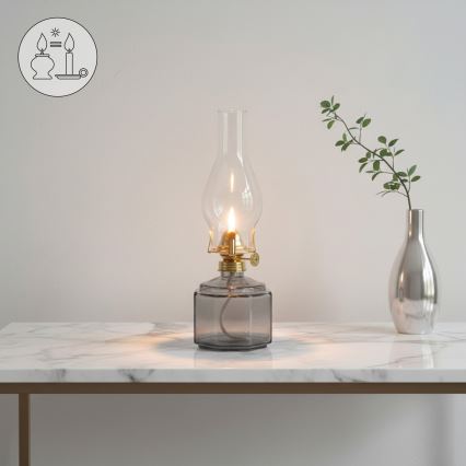 Brilagi - Petrolejová lampa MERLIN dymová/sivá