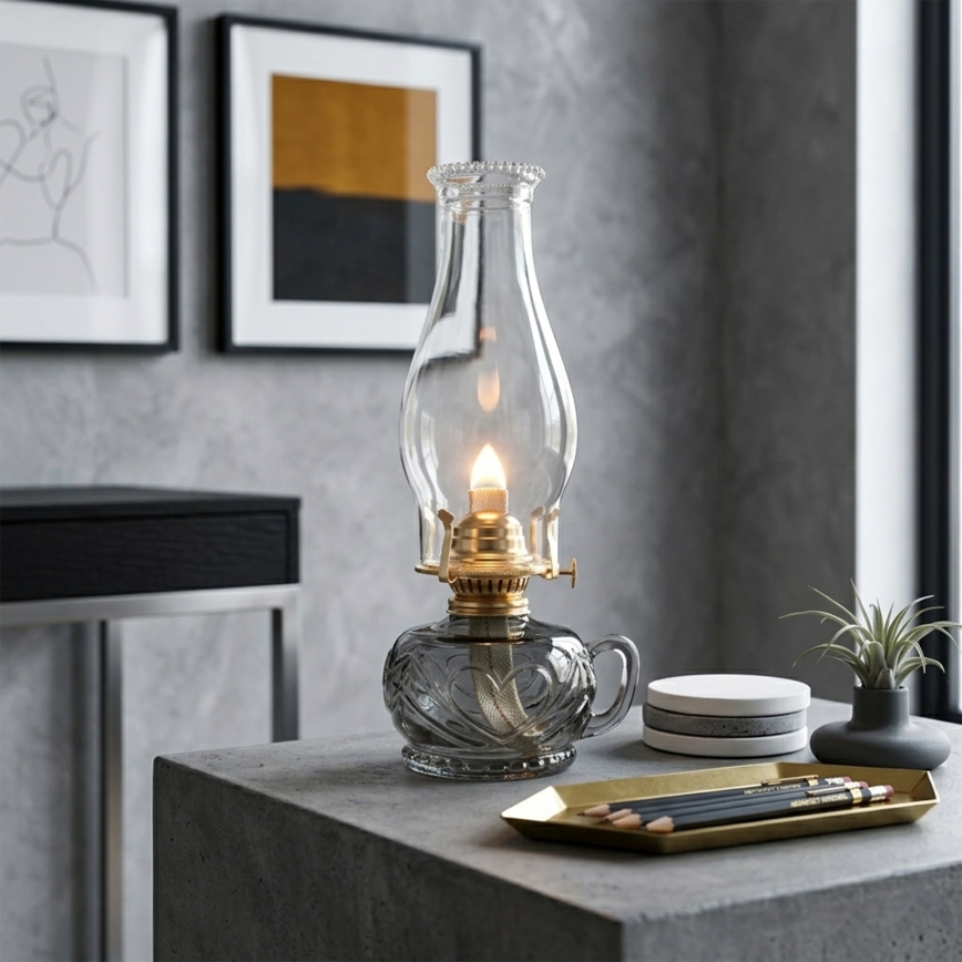 Brilagi - Petrolejová lampa MERLIN dymová/sivá