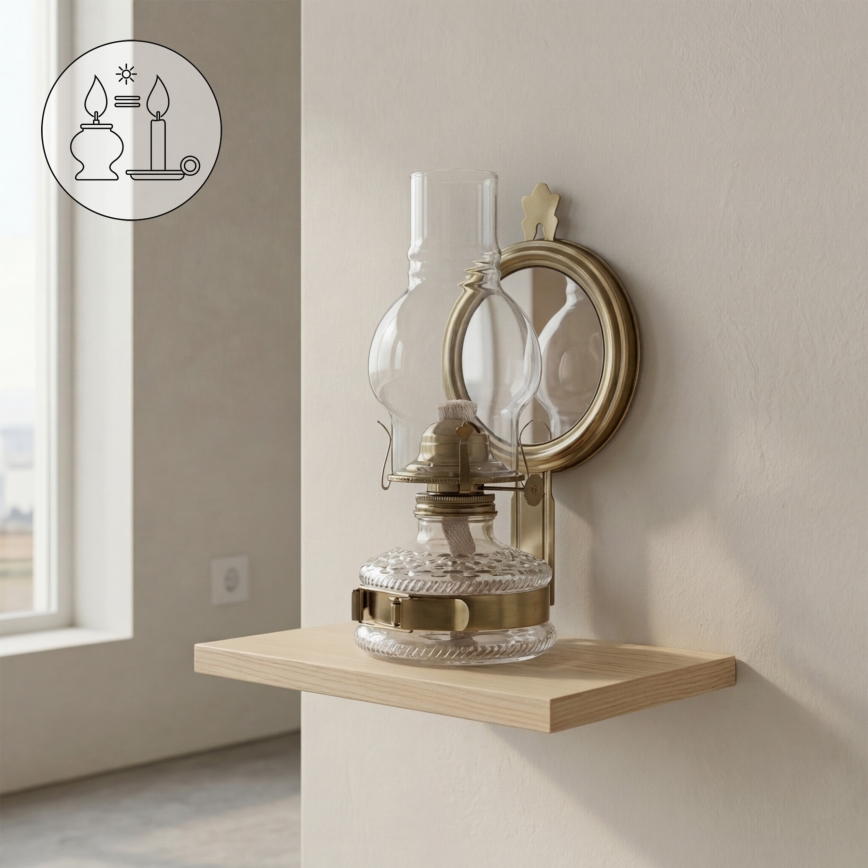Brilagi - petrolejová lampa MERLIN, zlatá s patinou