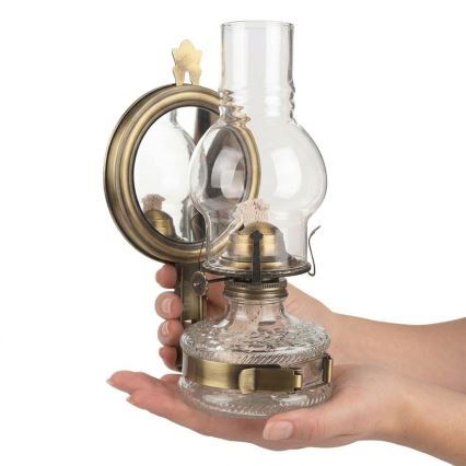Brilagi - petrolejová lampa MERLIN, zlatá s patinou