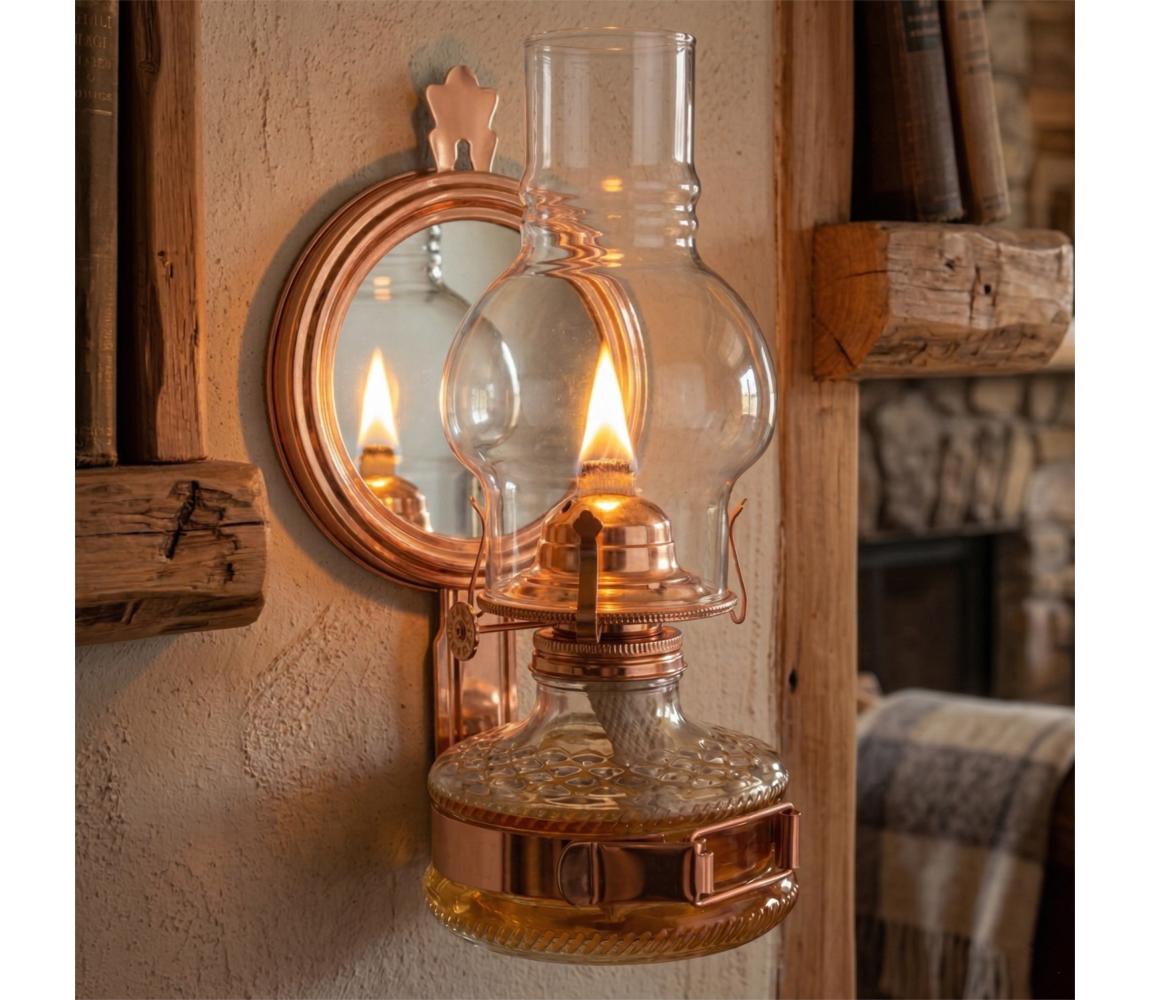 Brilagi - Petrolejová lampa so zrkadlom MERLIN bronzová/patina 8590828169246
