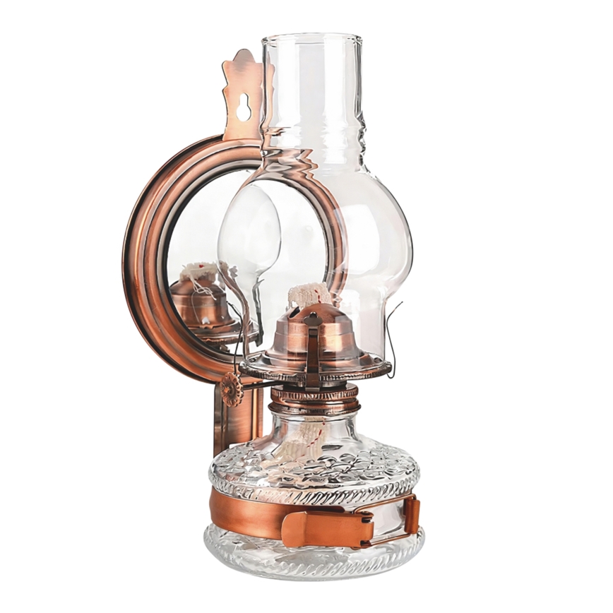 Brilagi - Petrolejová lampa so zrkadlom MERLIN bronzová/patina