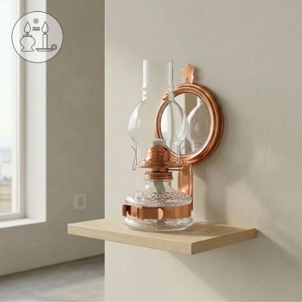 Brilagi - Petrolejová lampa so zrkadlom MERLIN bronzová/patina