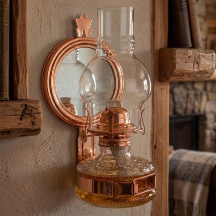 Brilagi - Petrolejová lampa so zrkadlom MERLIN bronzová/patina