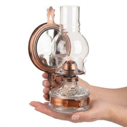 Brilagi - Petrolejová lampa so zrkadlom MERLIN bronzová/patina