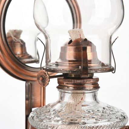 Brilagi - Petrolejová lampa so zrkadlom MERLIN bronzová/patina