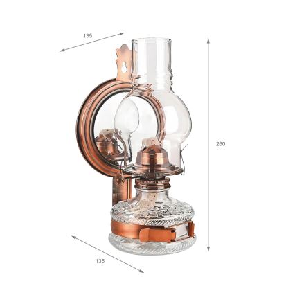 Brilagi - Petrolejová lampa so zrkadlom MERLIN bronzová/patina