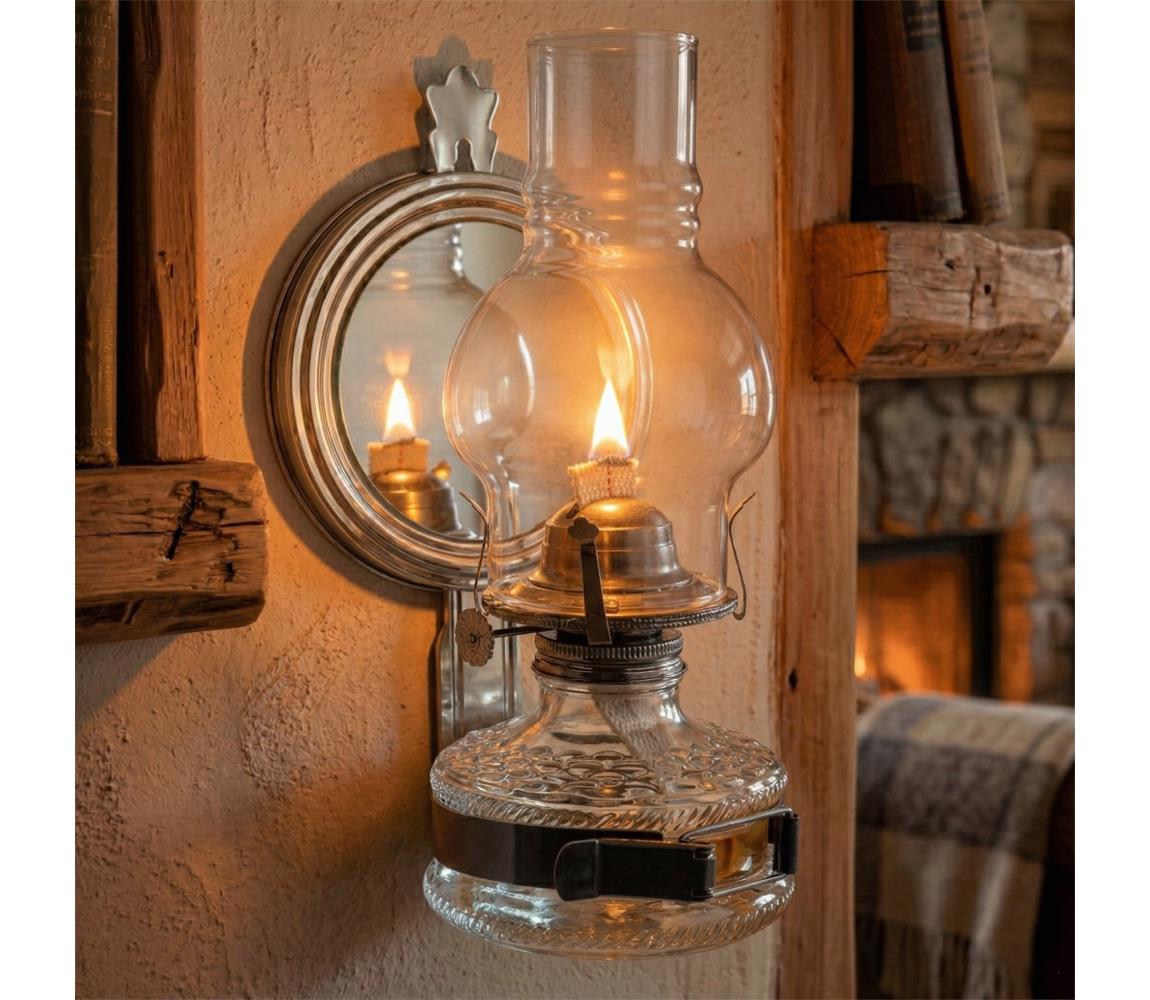 Brilagi - Petrolejová lampa so zrkadlom MERLIN čierny chróm 8590828169277