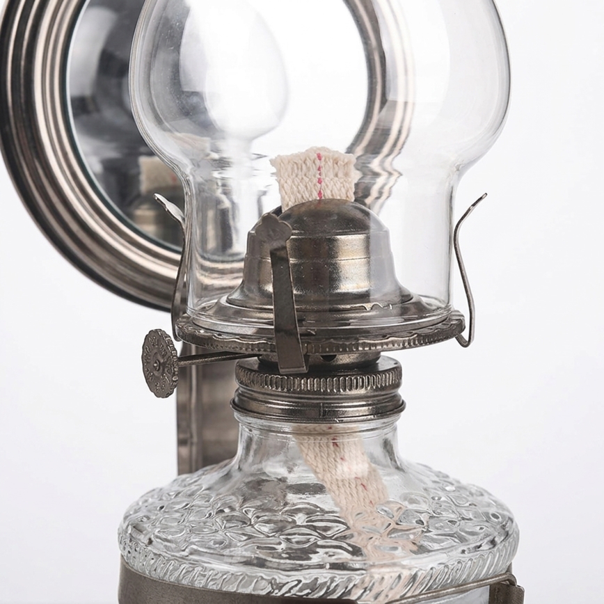 Brilagi - Petrolejová lampa so zrkadlom MERLIN čierny chróm