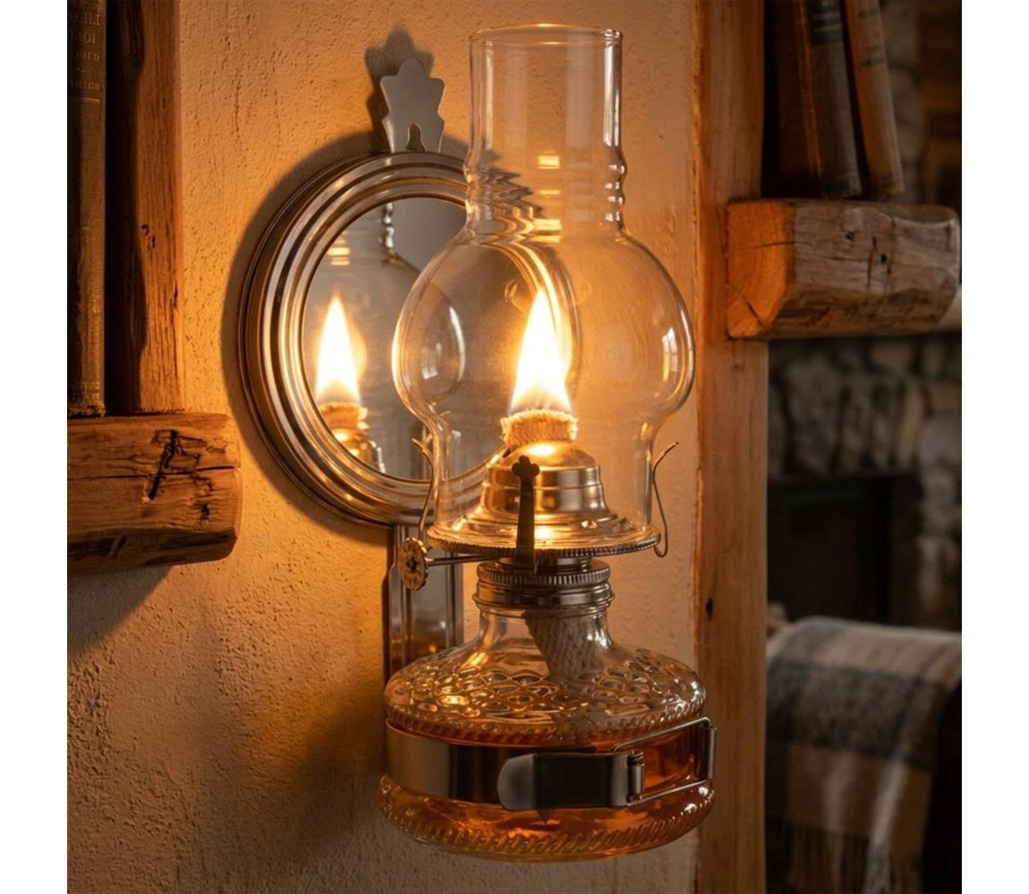 Brilagi - Petrolejová lampa so zrkadlom MERLIN, lesklý chróm 8590828169239