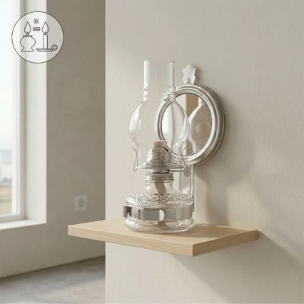Brilagi - Petrolejová lampa so zrkadlom MERLIN, lesklý chróm