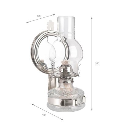 Brilagi - Petrolejová lampa so zrkadlom MERLIN, lesklý chróm