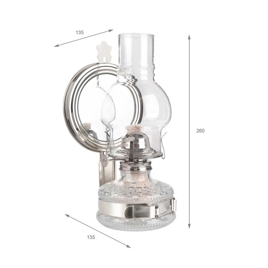 Brilagi - Petrolejová lampa so zrkadlom MERLIN, lesklý chróm