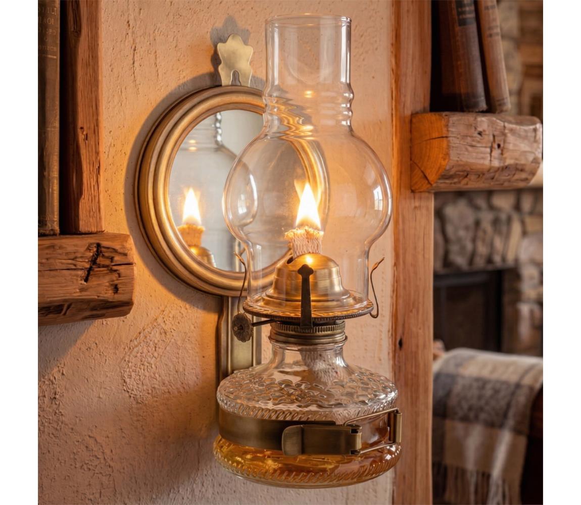 Brilagi - Petrolejová lampa so zrkadlom MERLIN zlatá/patina 8590828169253