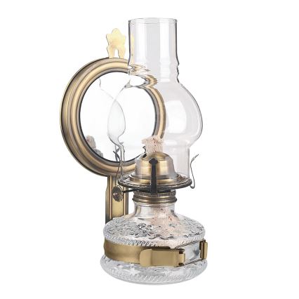 Brilagi - Petrolejová lampa so zrkadlom MERLIN zlatá/patina