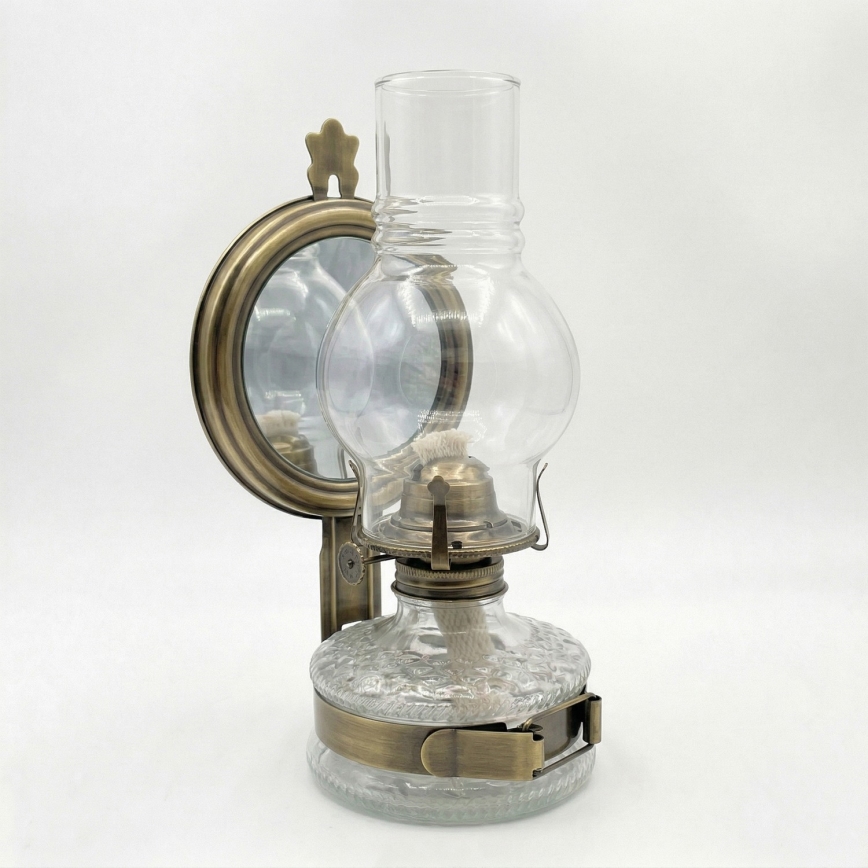 Brilagi - Petrolejová lampa so zrkadlom MERLIN zlatá/patina