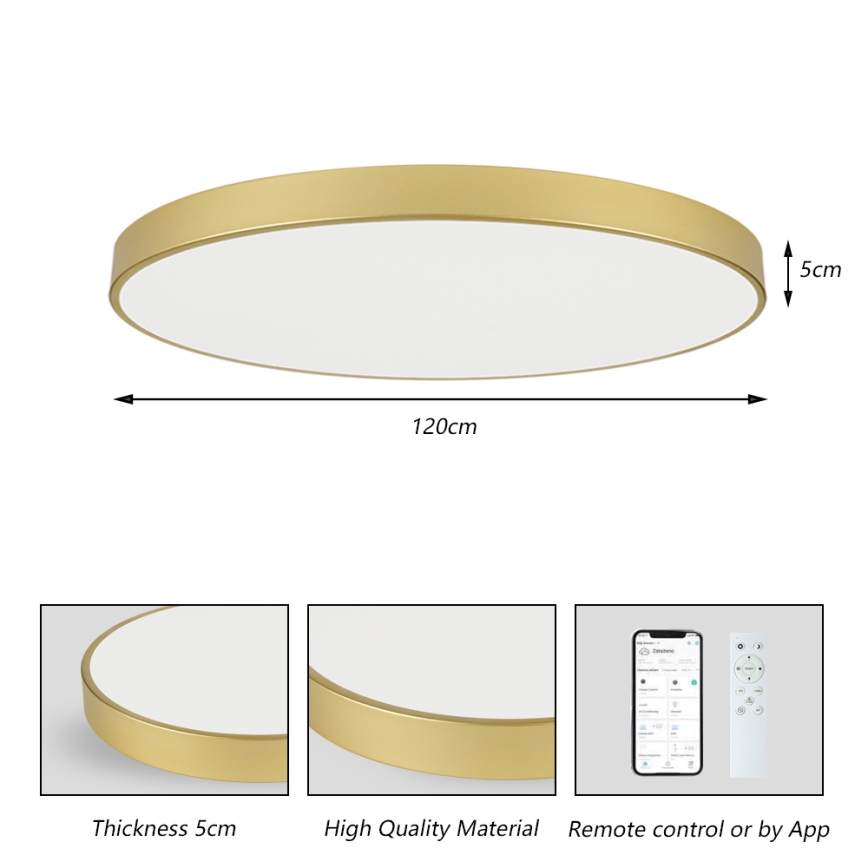 Brilagi - Stmievateľné LED stropné svietidlo POOL SMART LED/180W/230V 3000-6000K 120 cm zlaté Wi-Fi Tuya + diaľkové ovládanie