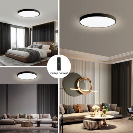 Brilagi - LED stmievateľné stropné svietidlo POOL SMART LED/128W/230V 3000-6000K priemer 100 cm Wi-Fi Tuya čierna + diaľkové ovládanie