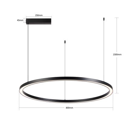 Brilagi - LED stmievateľný luster na lanku PORTOFINO LED/60W/230V 3000-6000K pr. 80 cm čierna + diaľkové ovládanie