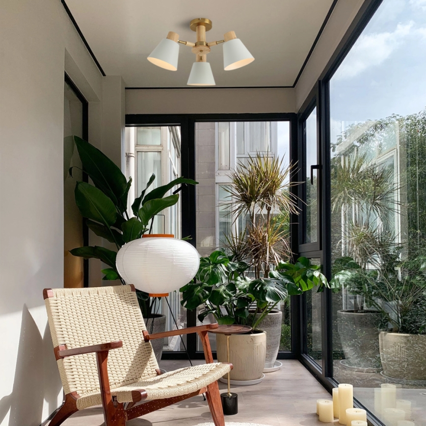 Brilagi - Prisadené stropné svietidlo LUND WOOD 3xE27/40W/230V pr. 50 cm kaučukovník