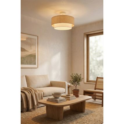 Brilagi - Prisadený LED luster BOHO ECO 1xE27/10W/230V pr. 40 cm béžová/krémová