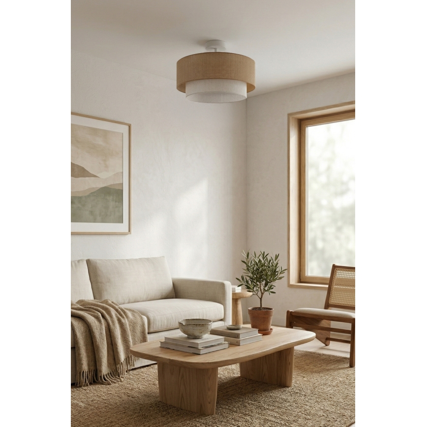 Brilagi - Prisadený LED luster BOHO ECO 1xE27/10W/230V pr. 40 cm béžová/krémová