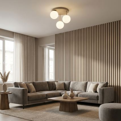 Brilagi - Prisadený luster 3xE27/60W/230V béžová/zlatá