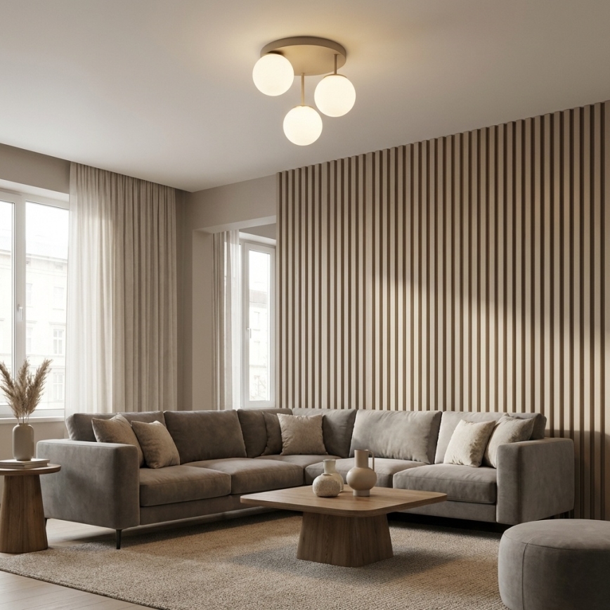 Brilagi - Prisadený luster 3xE27/60W/230V béžová/zlatá