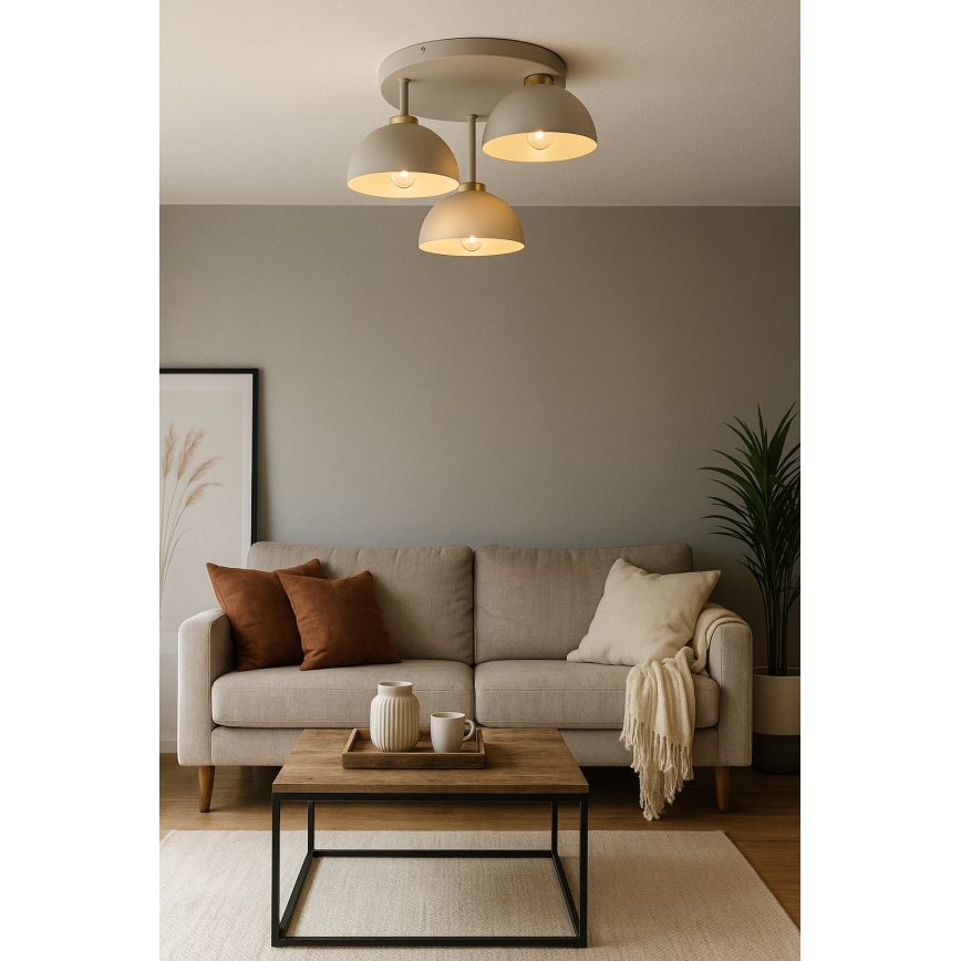 Brilagi - Prisadený luster 3xE27/60W/230V béžová/zlatá