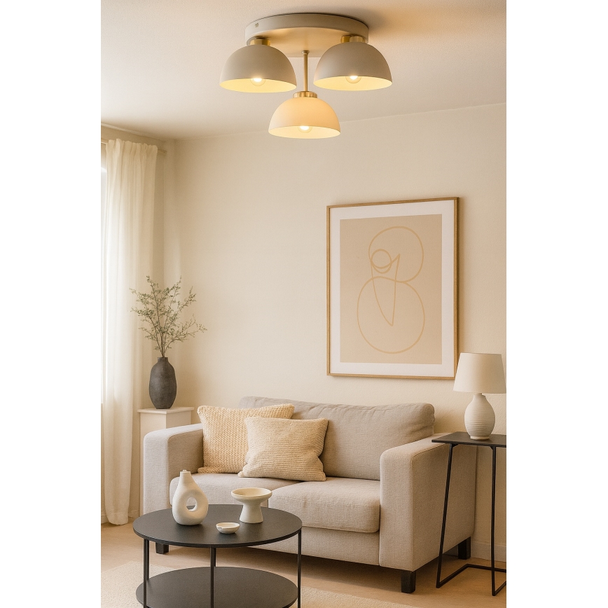 Brilagi - Prisadený luster 3xE27/60W/230V béžová/zlatá