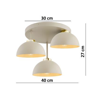 Brilagi - Prisadený luster 3xE27/60W/230V béžová/zlatá