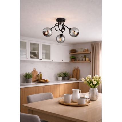 Brilagi - Prisadený luster 3xE27/60W/230V čierna/dymovo sivá