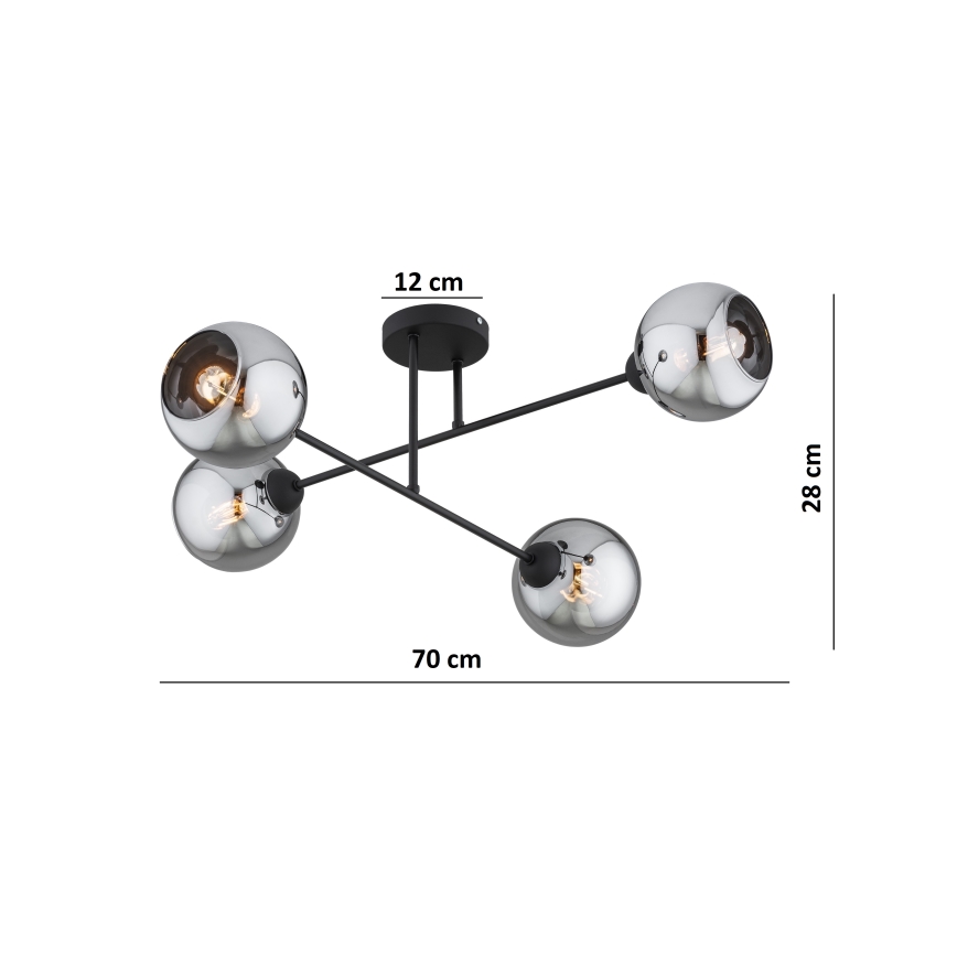 Brilagi - Prisadený luster 4xE27/60W/230V čierna/dymová sivá