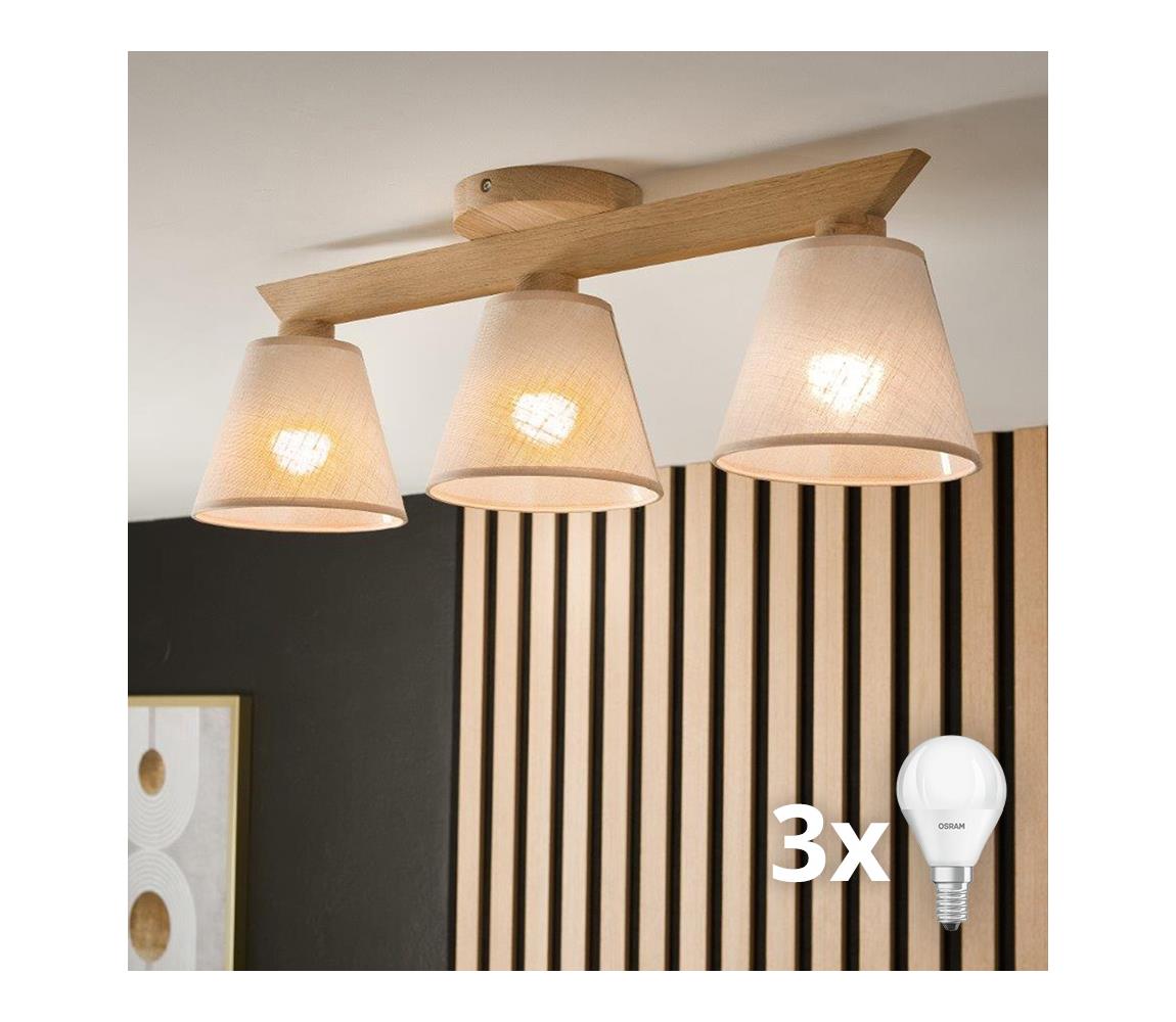 Brilagi Brilagi - Prisadený luster ANTHONY 3xE14/40W/230V dub/béžová