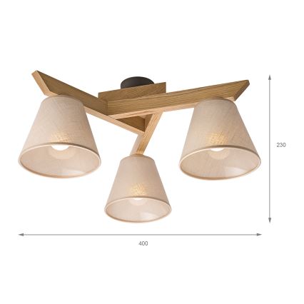 Brilagi - Prisadený luster ANTHONY 3xE14/40W/230V dub/béžová