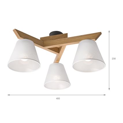 Brilagi - Prisadený luster ANTHONY 3xE14/40W/230V dub/biela