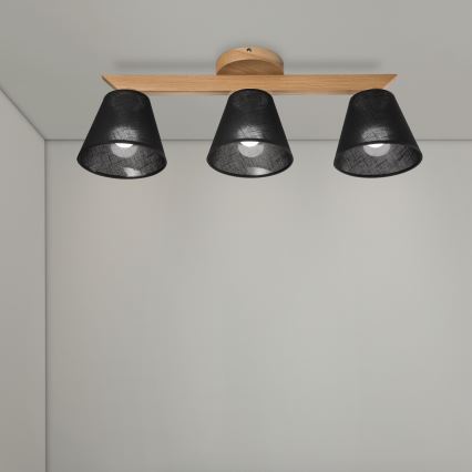 Brilagi - Prisadený luster ANTHONY 3xE14/40W/230V dub/čierna