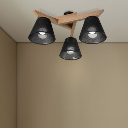 Brilagi - Prisadený luster ANTHONY 3xE14/40W/230V dub/čierna