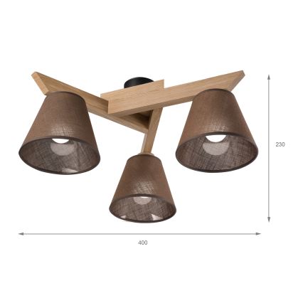 Brilagi - Prisadený luster ANTHONY 3xE14/40W/230V dub/hnedá