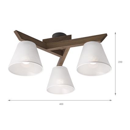 Brilagi - Prisadený luster ANTHONY 3xE14/40W/230V dub orech/biela