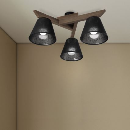 Brilagi - Prisadený luster ANTHONY 3xE14/40W/230V dub orech/čierna