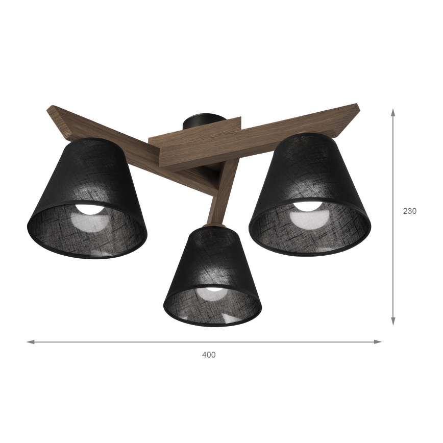 Brilagi - Prisadený luster ANTHONY 3xE14/40W/230V dub orech/čierna